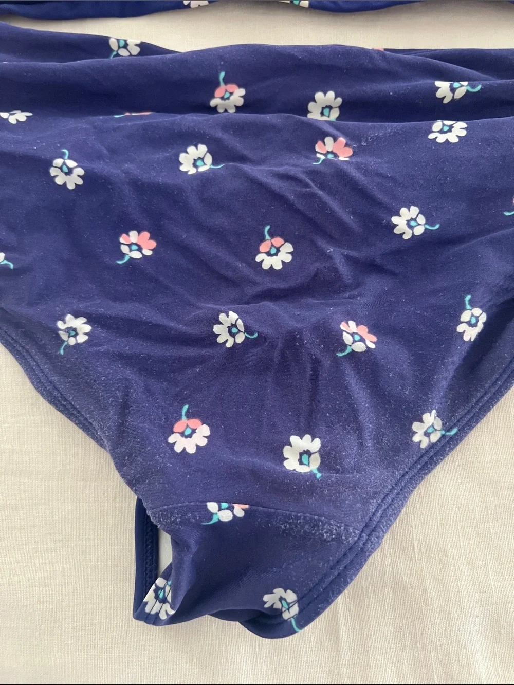 Old Navy Navy Floral Tankini with Pink Striped Ties